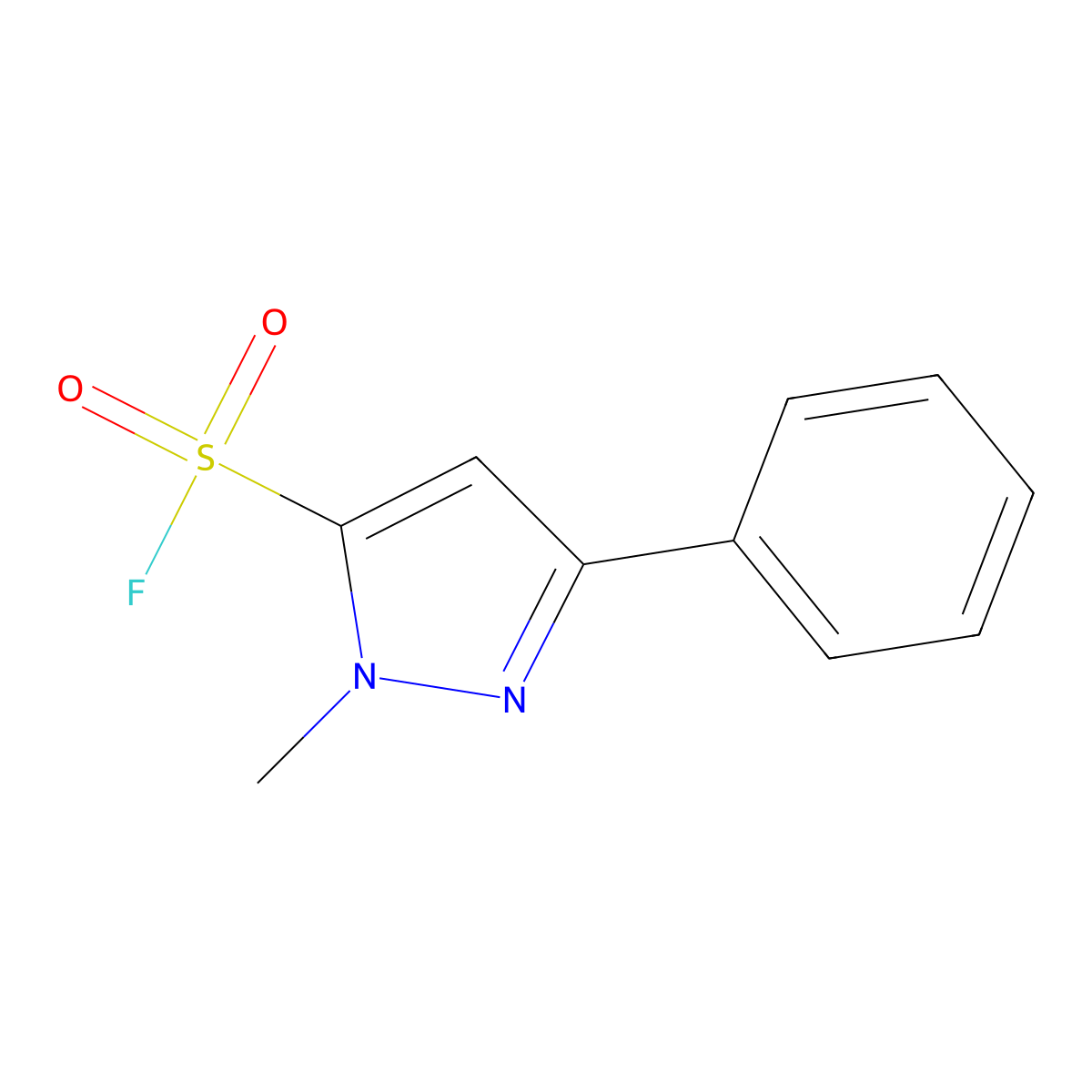 1-methyl-3-phenyl-1H-pyrazole-5-sulfonyl fluoride molecular structure, CAS 2138186-31-7