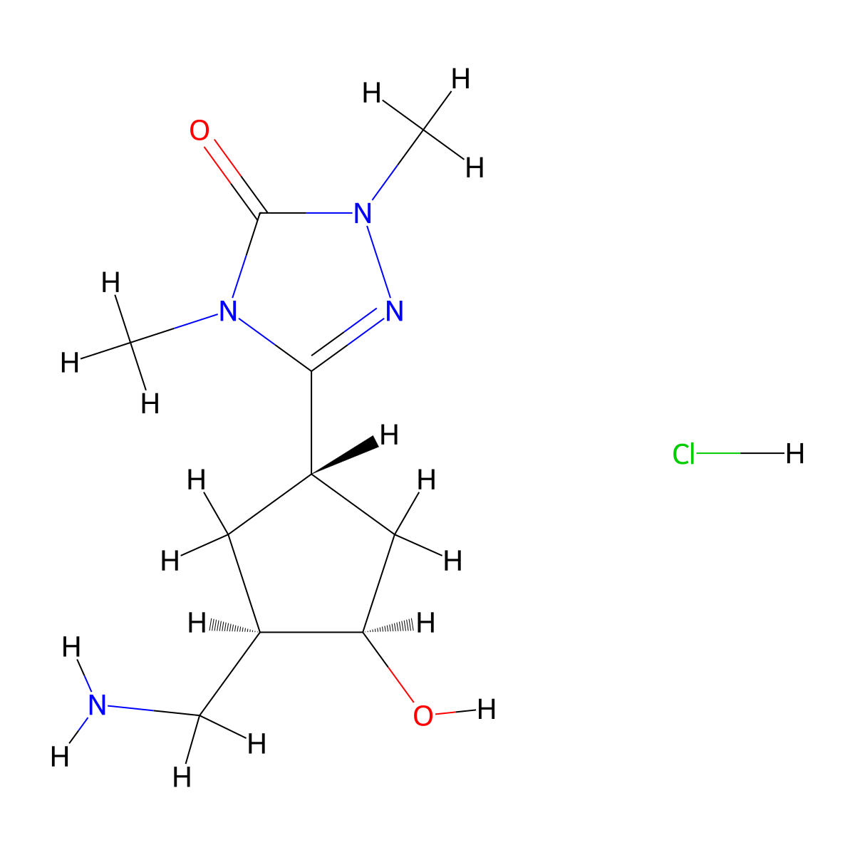 rac-3-[(1R,3S,4S)-3-(aminomethyl)-4-hydroxycyclopentyl]-1,4-dimethyl-4,5-dihydro-1H-1,2,4-triazol-5-one hydrochloride molecular structure, CAS 2138186-64-6