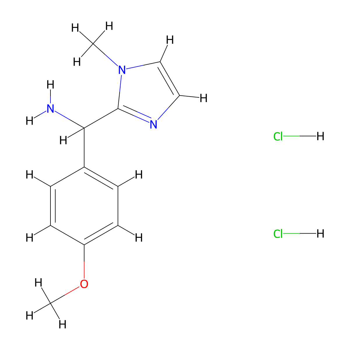 (4-methoxyphenyl)(1-methyl-1H-imidazol-2-yl)methanamine dihydrochloride molecular structure, CAS 2138187-32-1