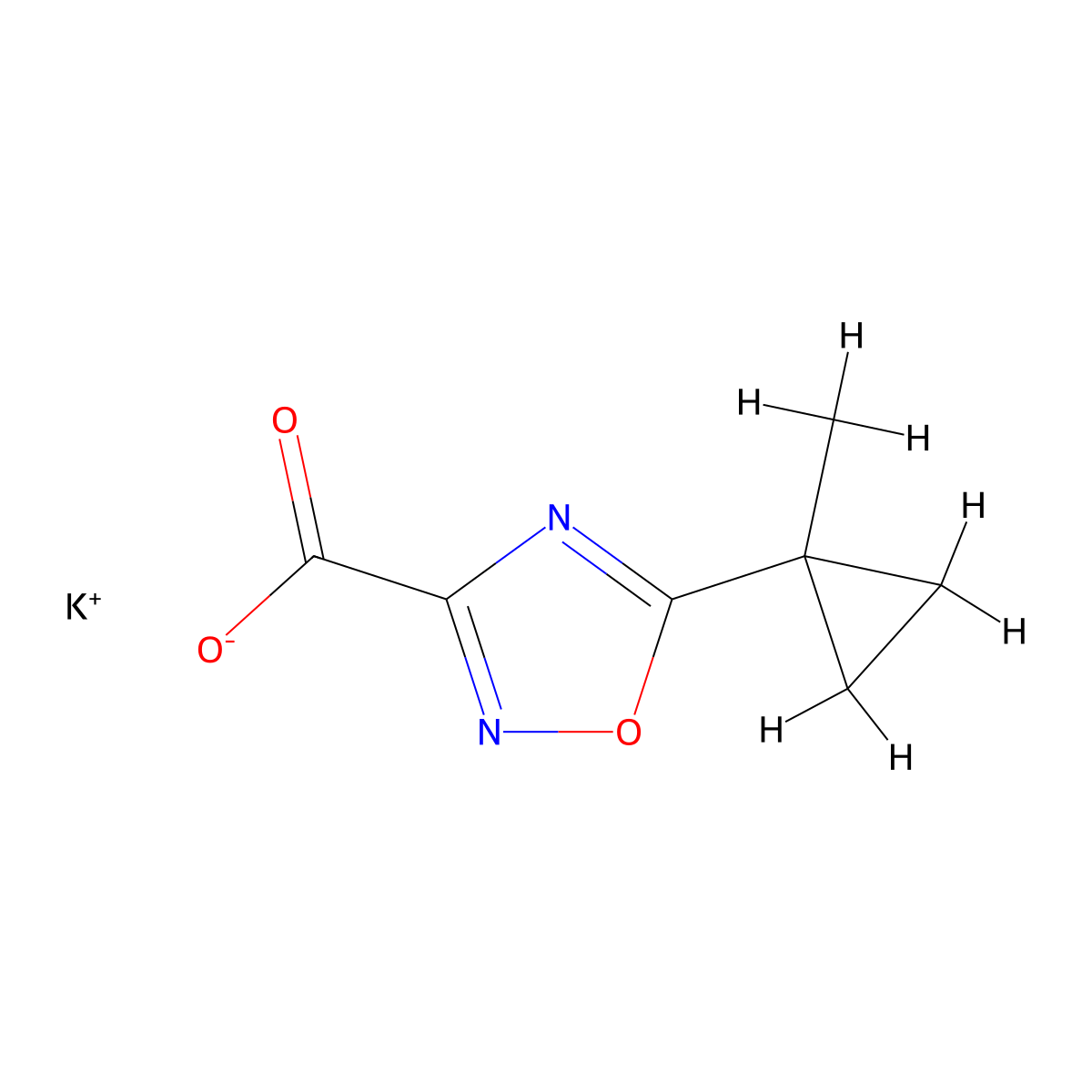 Potassium 5-(1-methylcyclopropyl)-1,2,4-oxadiazole-3-carboxylate molecular structure, CAS 2138187-43-4