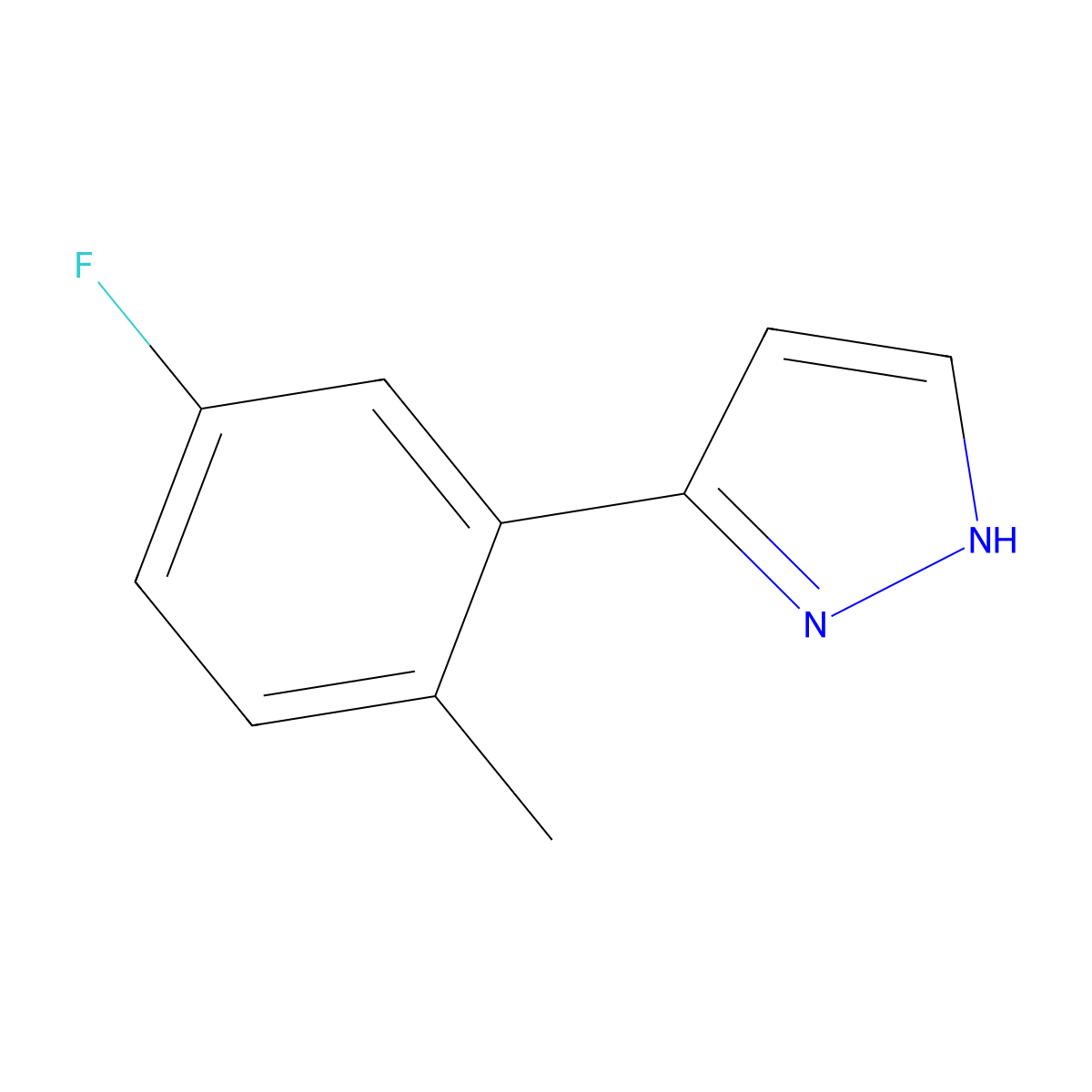 3-(5-fluoro-2-methylphenyl)-1H-pyrazole molecular structure, CAS 2138187-70-7