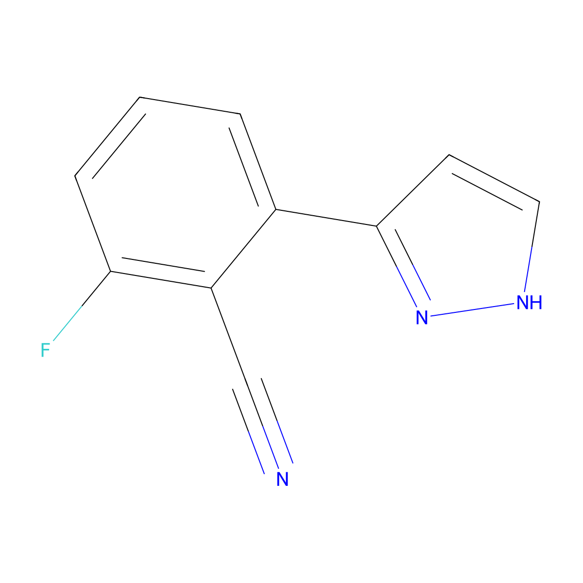 2-fluoro-6-(1H-pyrazol-3-yl)benzonitrile molecular structure, CAS 2138187-85-4