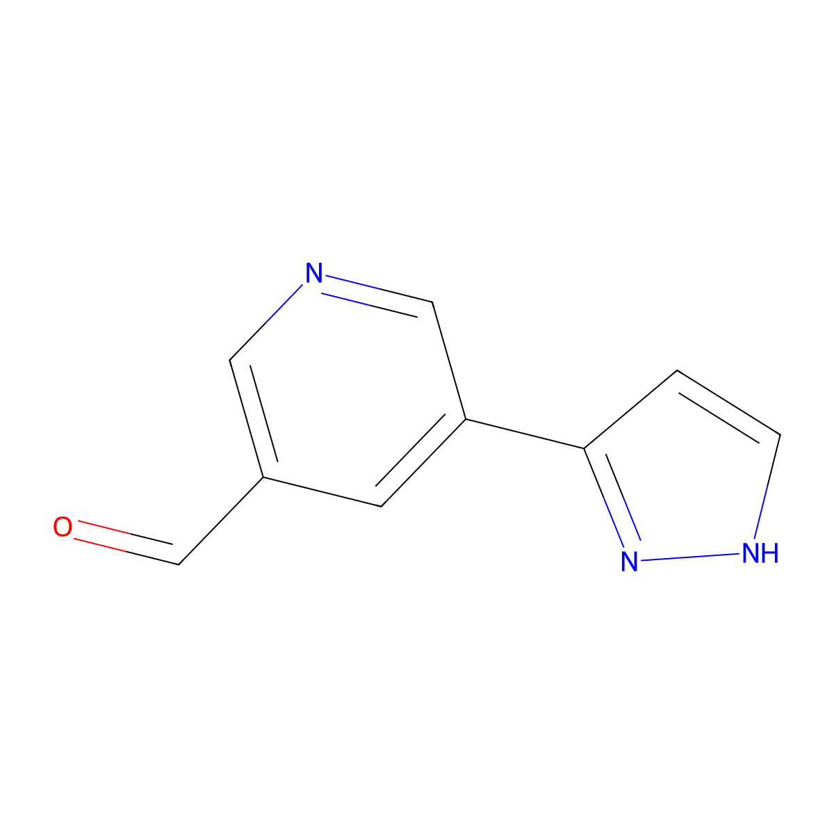 5-(1H-pyrazol-3-yl)pyridine-3-carbaldehyde molecular structure, CAS 2138188-05-1