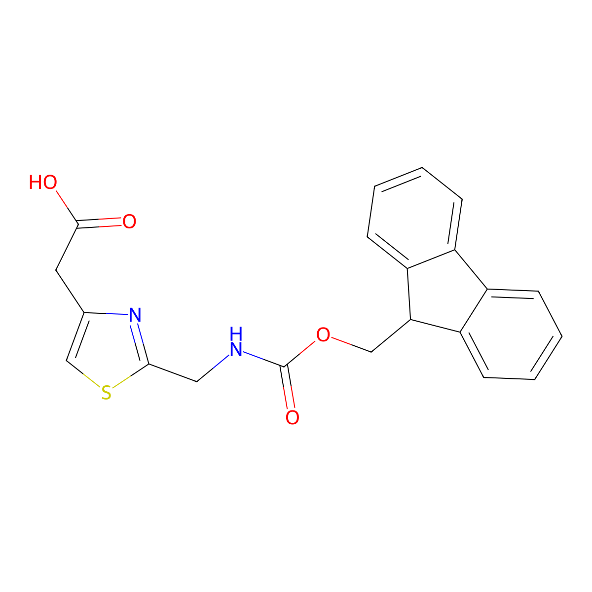 2-{2-[({[(9H-fluoren-9-yl)methoxy]carbonyl}amino)methyl]-1,3-thiazol-4-yl}acetic acid molecular structure, CAS 2138189-66-7