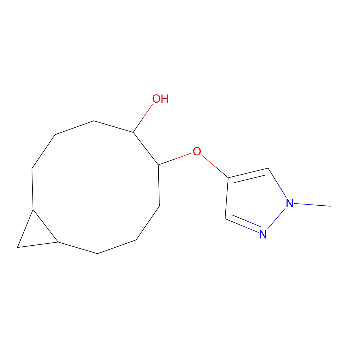 6-[(1-methyl-1H-pyrazol-4-yl)oxy]bicyclo[8.1.0]undecan-5-ol molecular structure, CAS 2138190-49-3