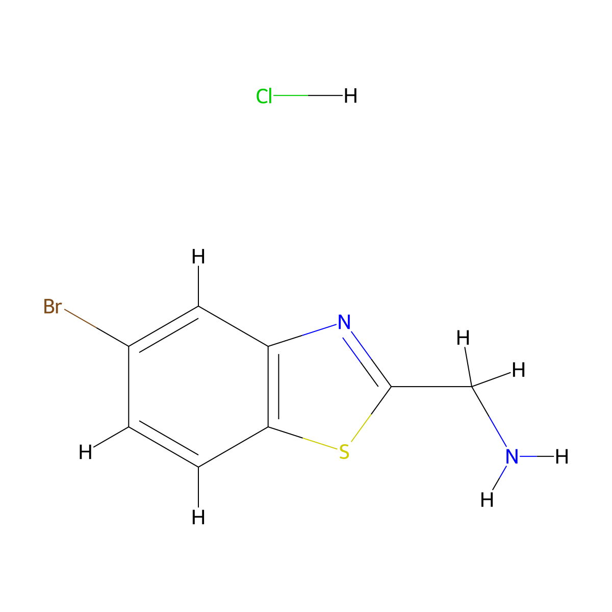 (5-Bromo-1,3-benzothiazol-2-yl)methanamine hydrochloride molecular structure, CAS 2138191-03-2
