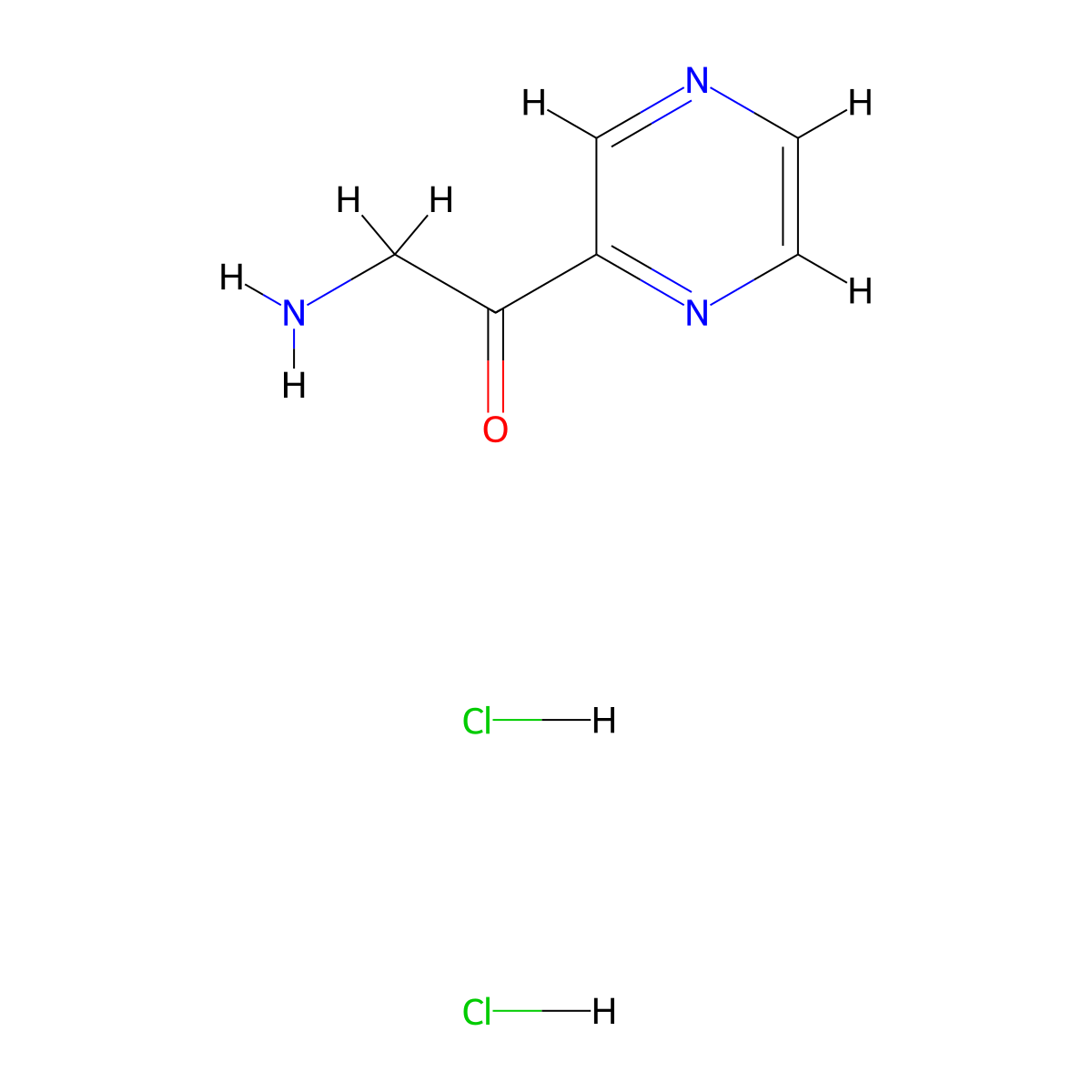 2-Amino-1-(pyrazin-2-yl)ethan-1-one dihydrochloride molecular structure, CAS 2138191-13-4