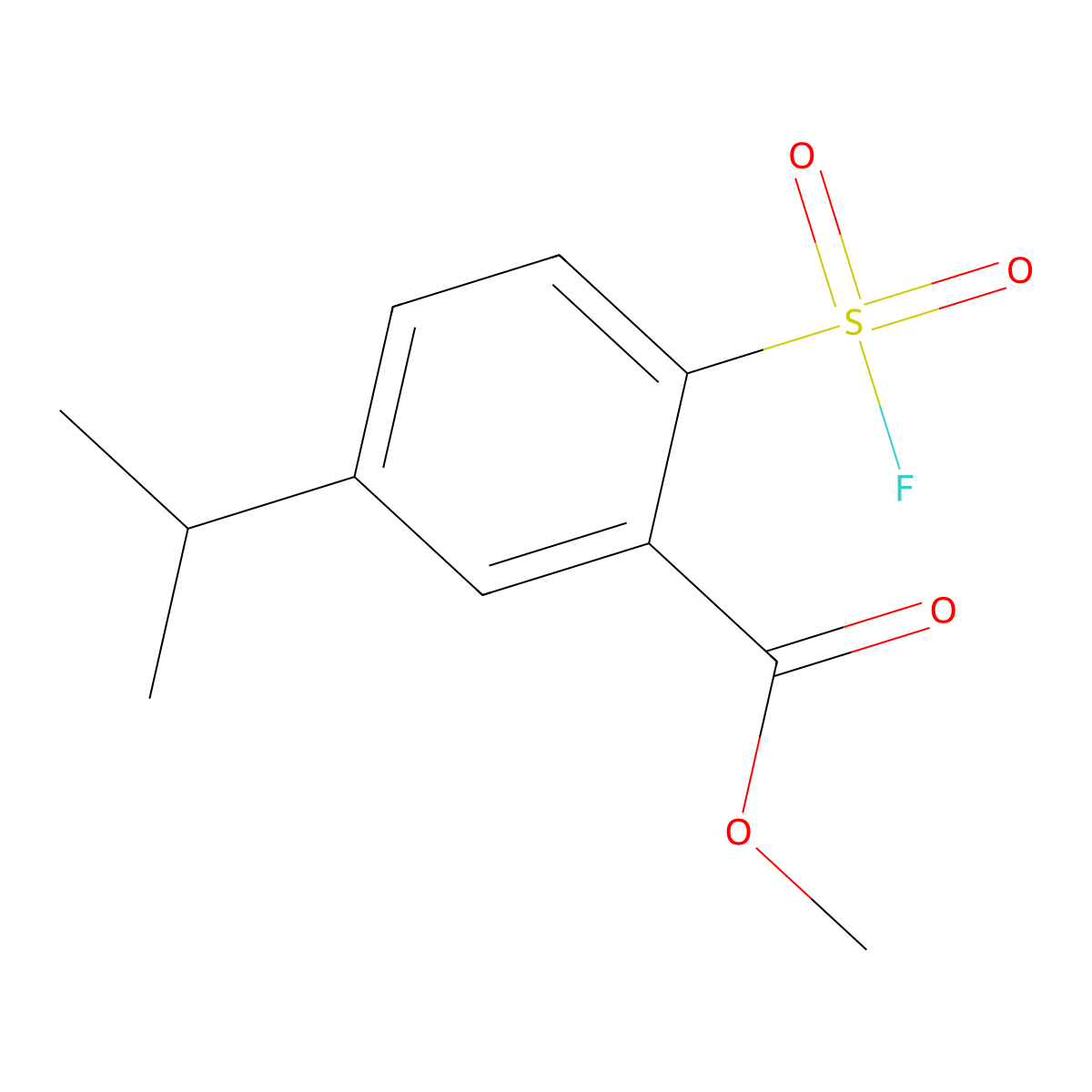 Methyl 2-(fluorosulfonyl)-5-(propan-2-yl)benzoate molecular structure, CAS 2138191-19-0