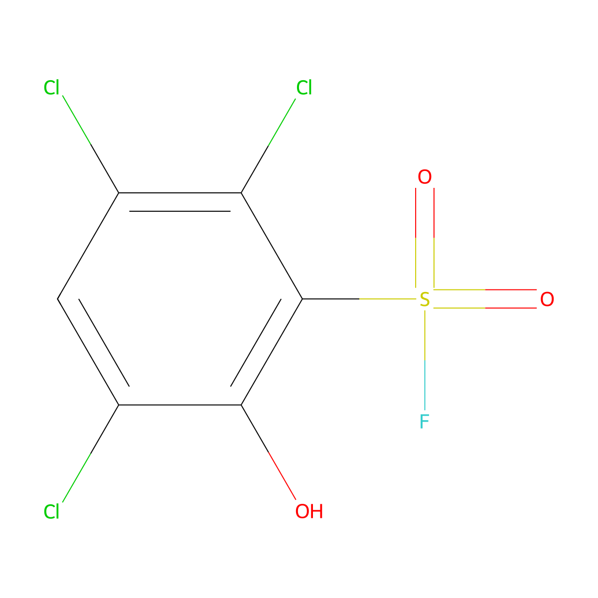 2,3,5-Trichloro-6-hydroxybenzene-1-sulfonyl fluoride molecular structure, CAS 2138191-35-0