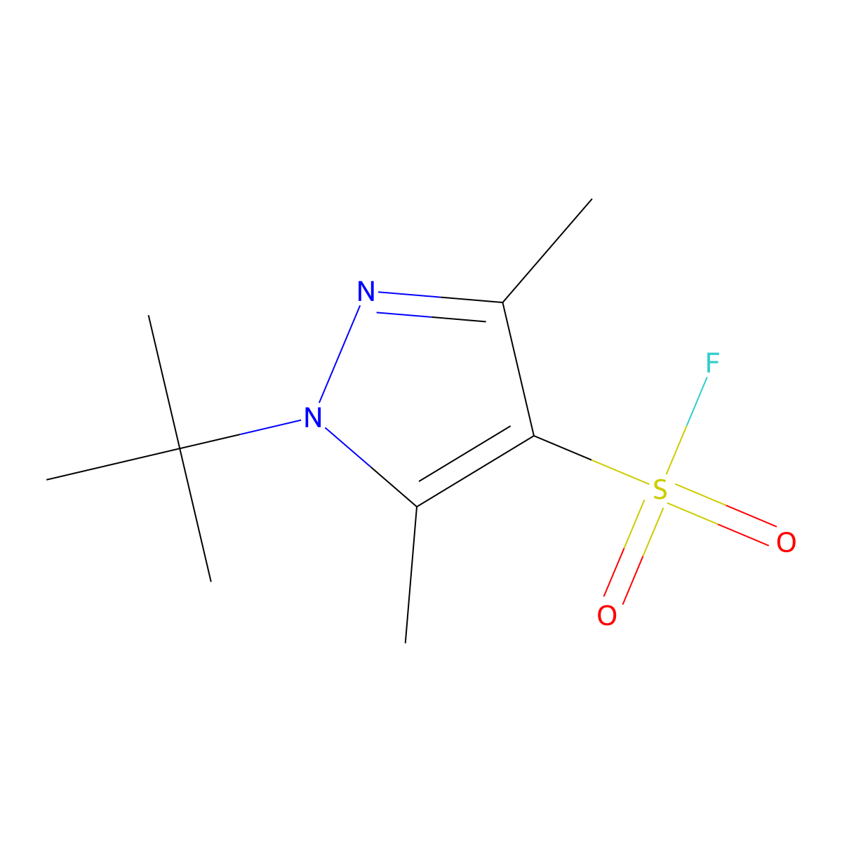 1-tert-butyl-3,5-dimethyl-1H-pyrazole-4-sulfonyl fluoride molecular structure, CAS 2138191-50-9