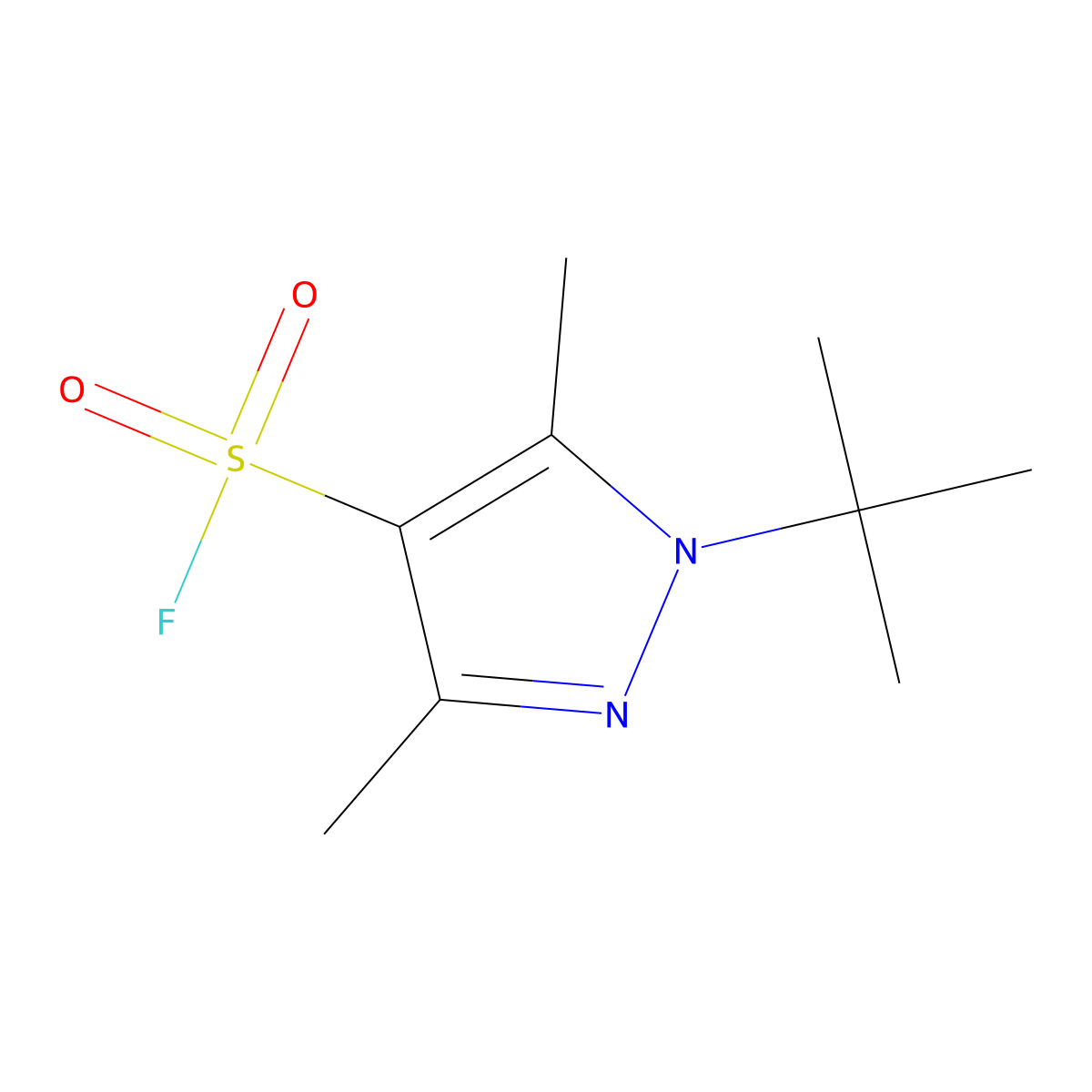 1-tert-butyl-3,5-dimethyl-1H-pyrazole-4-sulfonyl fluoride molecular structure, CAS 2138191-50-9