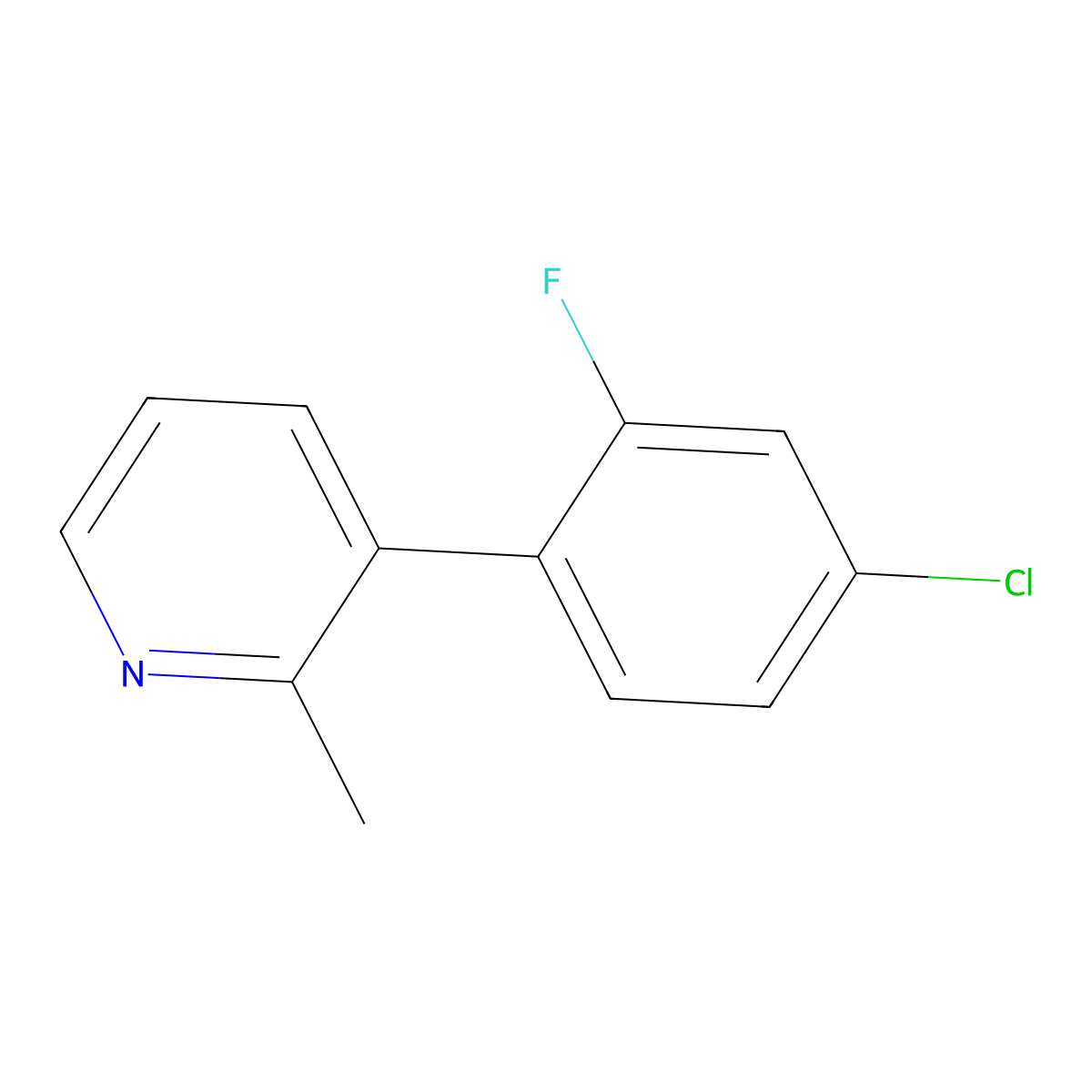 3-(4-Chloro-2-fluorophenyl)-2-methylpyridine molecular structure, CAS 2138191-52-1
