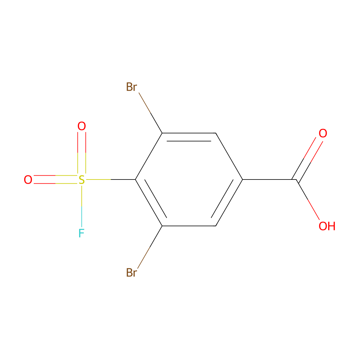 3,5-Dibromo-4-(fluorosulfonyl)benzoic acid molecular structure, CAS 2138191-71-4