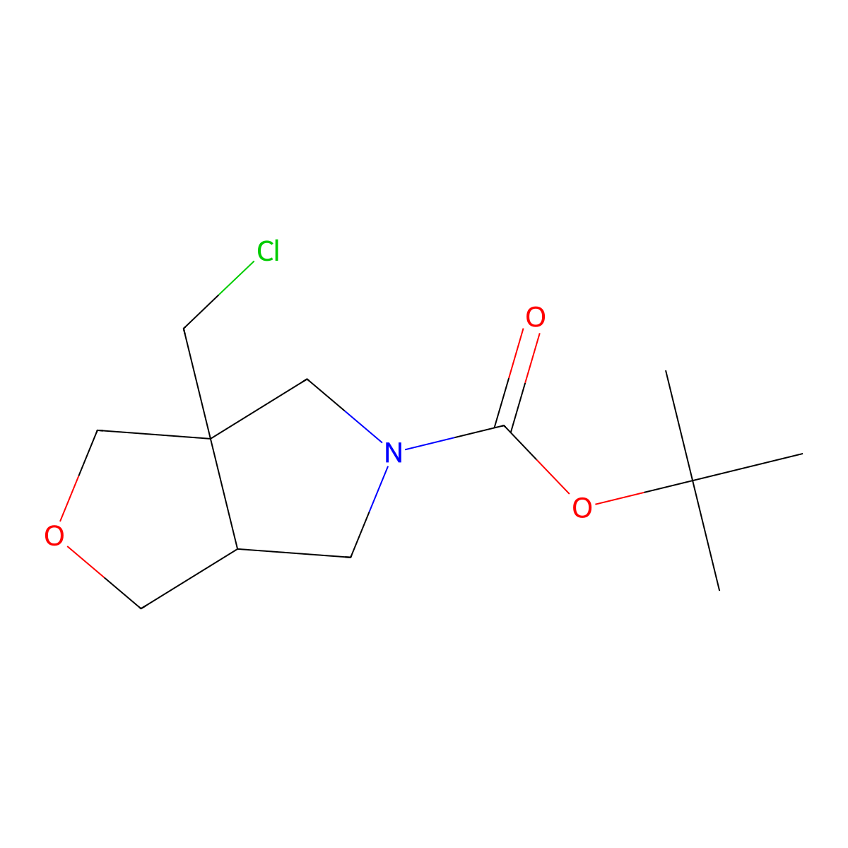 tert-butyl 3a-(chloromethyl)-hexahydro-1H-furo[3,4-c]pyrrole-5-carboxylate molecular structure, CAS 2138191-80-5