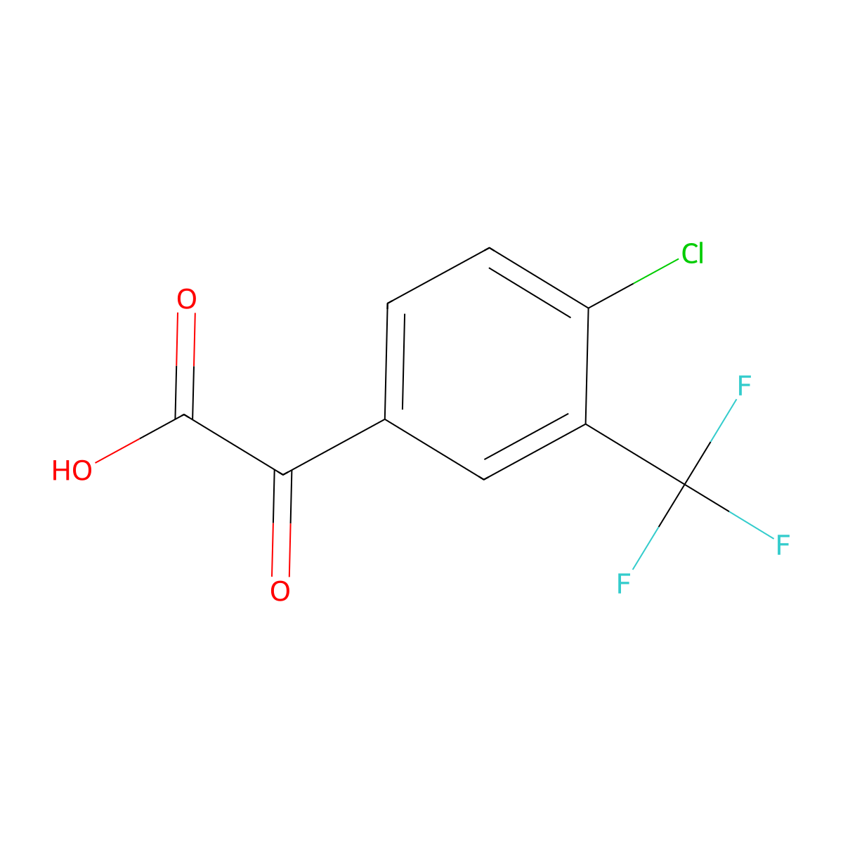 2-[4-Chloro-3-(trifluoromethyl)phenyl]-2-oxoacetic acid molecular structure, CAS 2138192-04-6