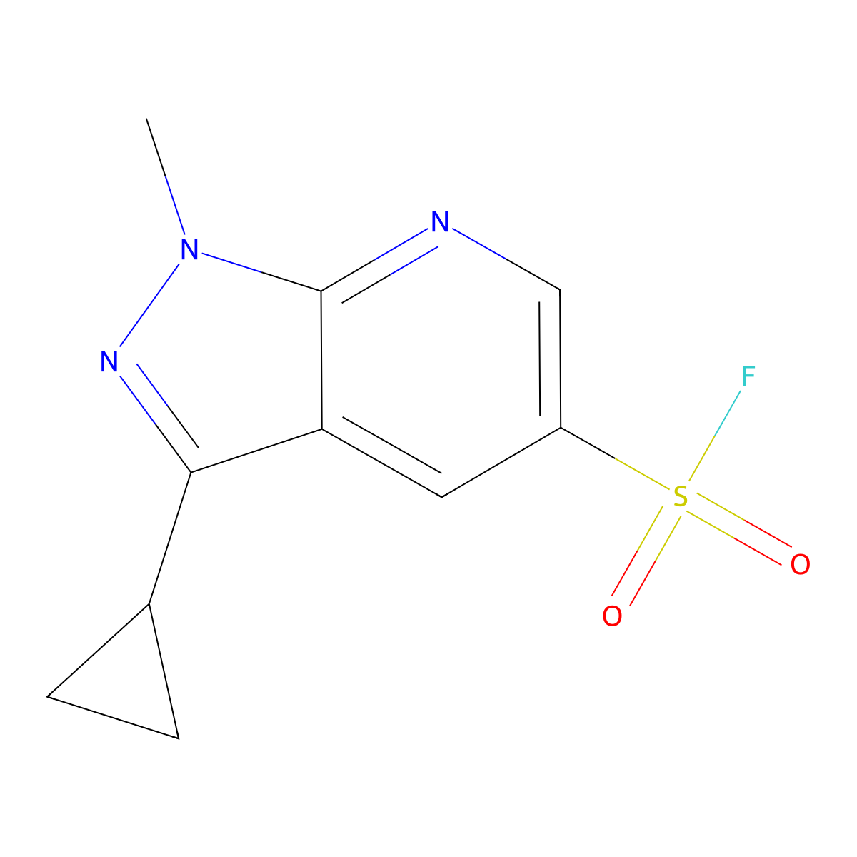 3-cyclopropyl-1-methyl-1H-pyrazolo[3,4-b]pyridine-5-sulfonyl fluoride molecular structure, CAS 2138192-68-2