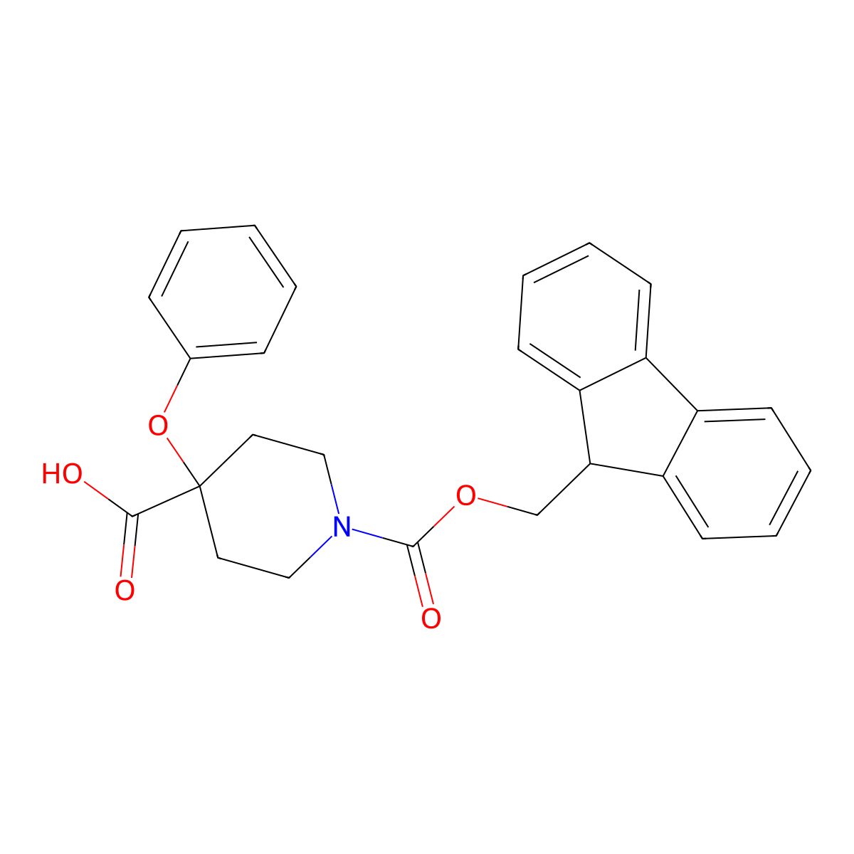 1-{[(9H-fluoren-9-yl)methoxy]carbonyl}-4-phenoxypiperidine-4-carboxylic acid molecular structure, CAS 2138193-75-4