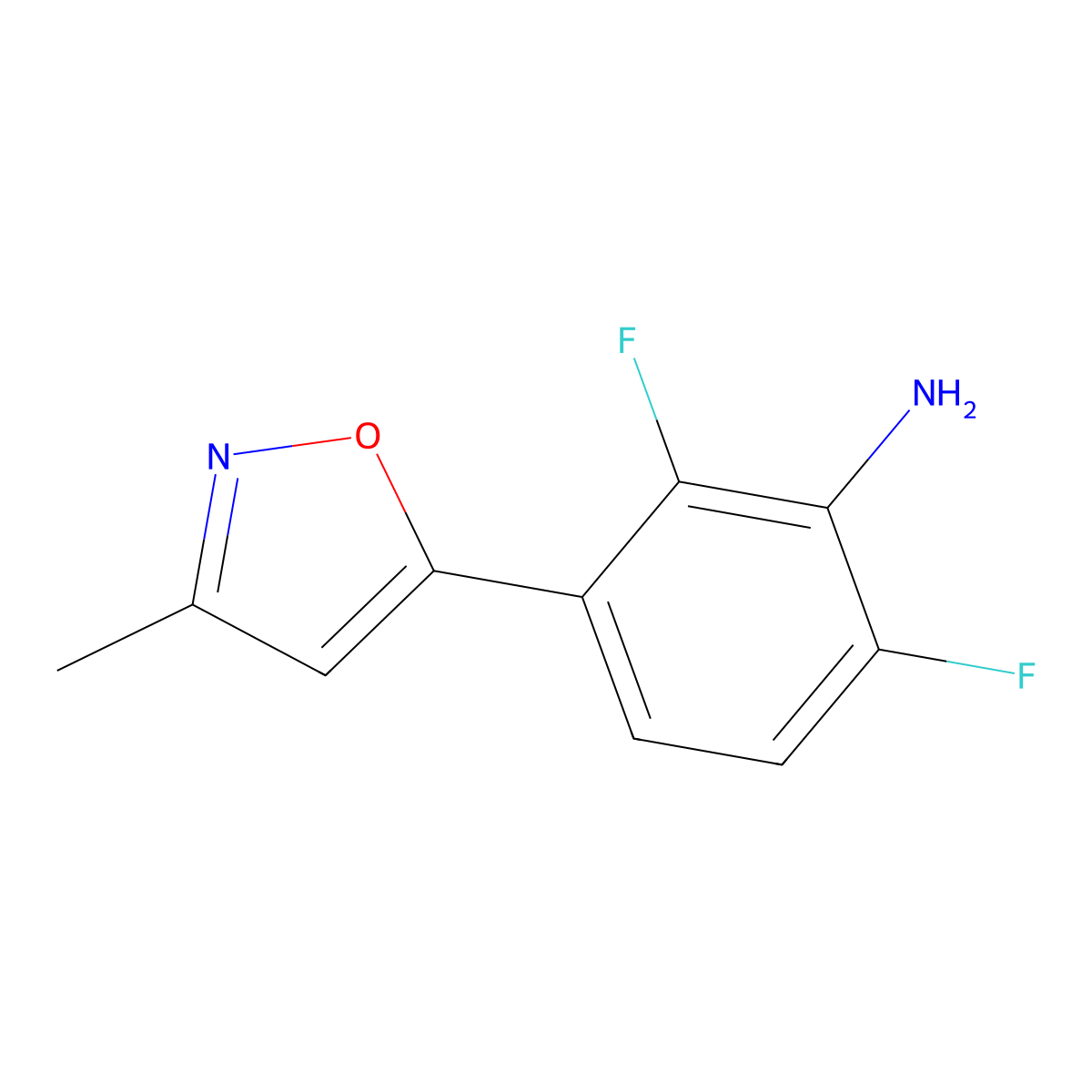 2,6-Difluoro-3-(3-methyl-1,2-oxazol-5-yl)aniline molecular structure, CAS 2138193-90-3
