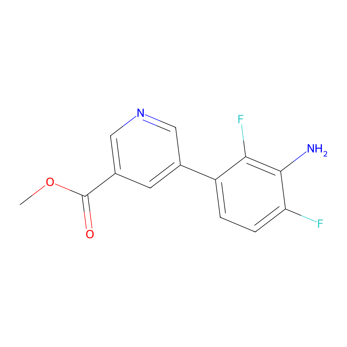 Methyl 5-(3-amino-2,4-difluorophenyl)pyridine-3-carboxylate molecular structure, CAS 2138194-38-2