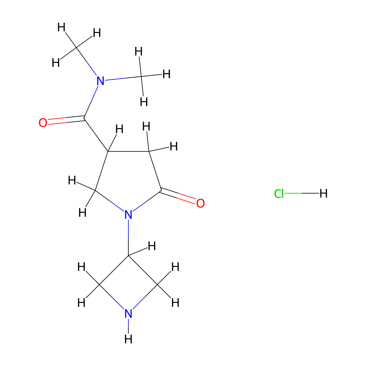 1-(azetidin-3-yl)-N,N-dimethyl-5-oxopyrrolidine-3-carboxamide hydrochloride molecular structure, CAS 2138194-41-7