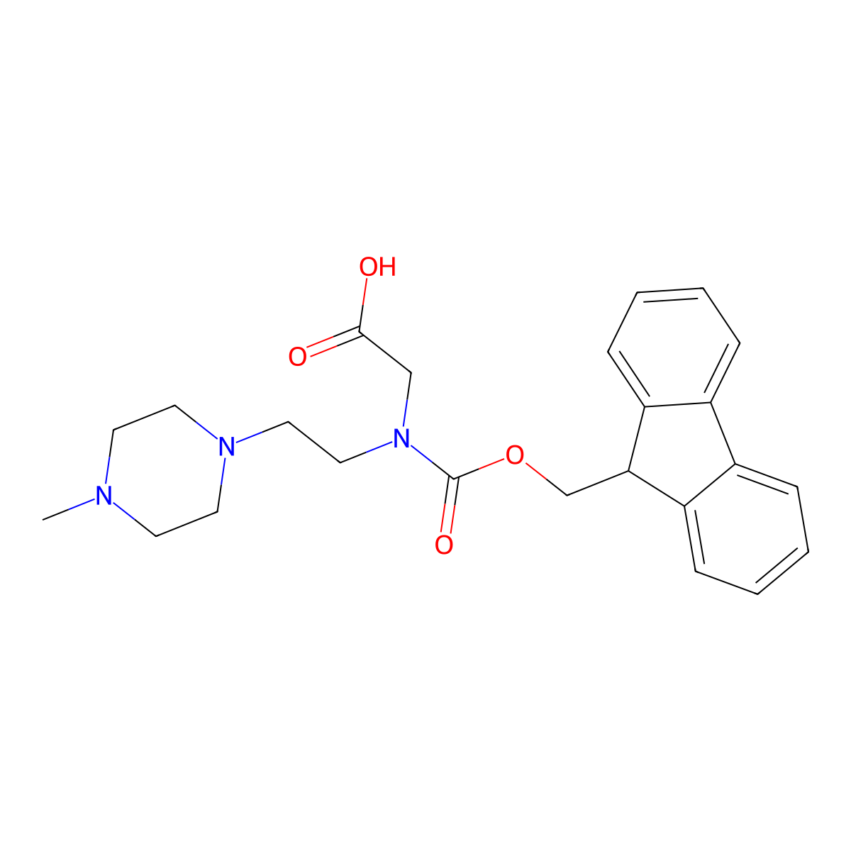 2-({[(9H-fluoren-9-yl)methoxy]carbonyl}[2-(4-methylpiperazin-1-yl)ethyl]amino)acetic acid molecular structure, CAS 2138194-55-3