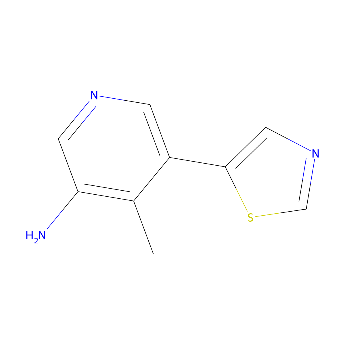 4-Methyl-5-(1,3-thiazol-5-yl)pyridin-3-amine molecular structure, CAS 2138196-76-4
