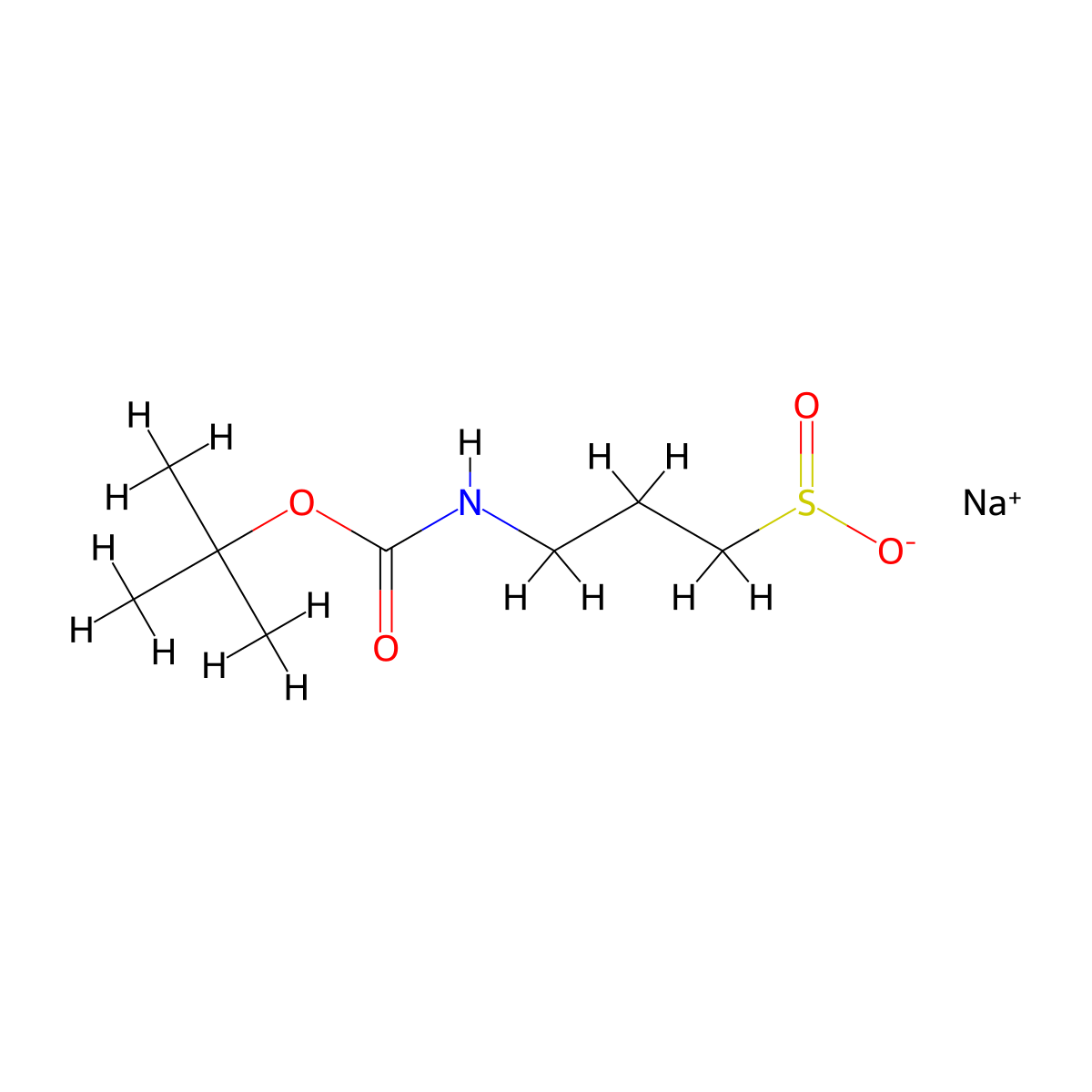 Sodium3-{[(tert-butoxy)carbonyl]amino}propane-1-sulfinate molecular structure, CAS 2138196-87-7