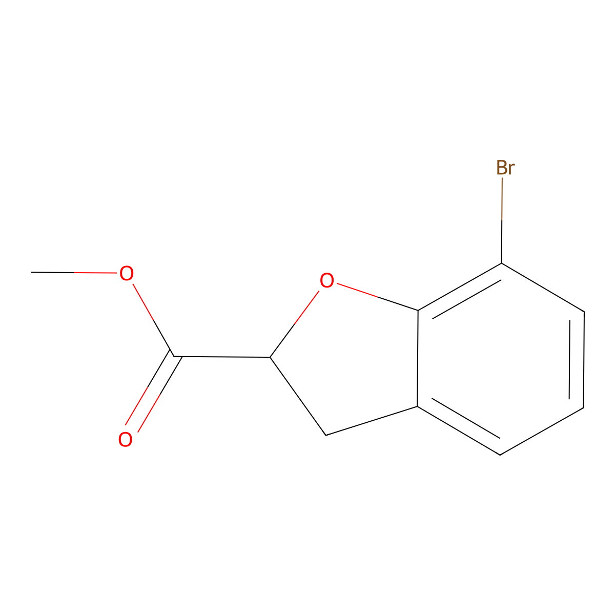 Methyl7-bromo-2,3-dihydro-1-benzofuran-2-carboxylate molecular structure, CAS 2138197-88-1