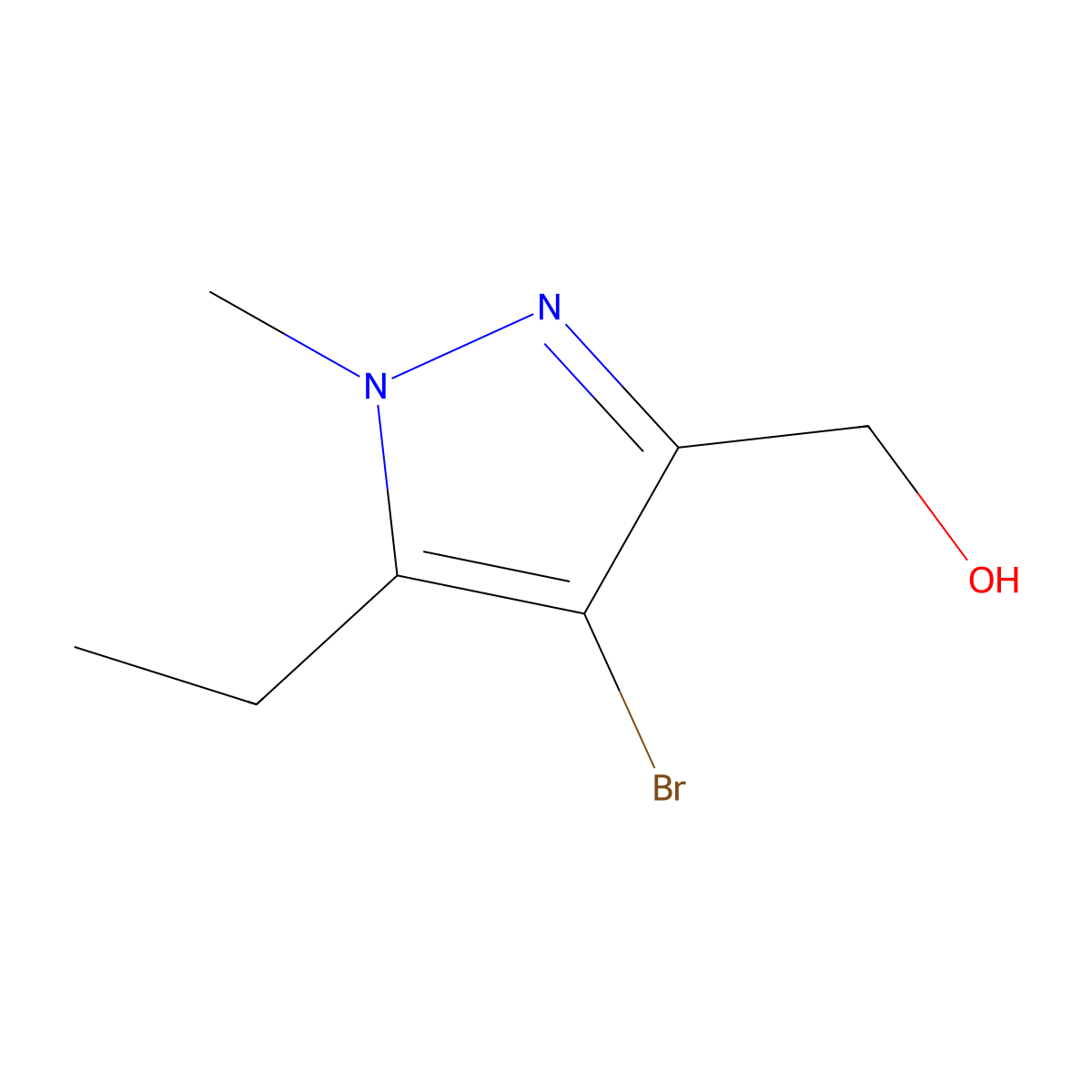 (4-bromo-5-ethyl-1-methyl-1H-pyrazol-3-yl)methanol molecular structure, CAS 2138198-53-3