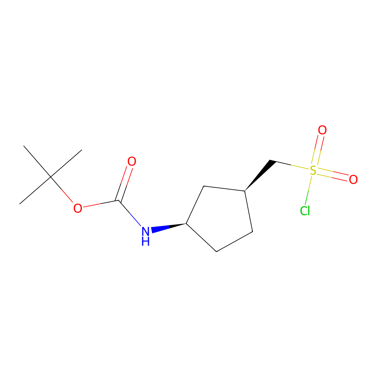 Tert-butyl N-[(1R,3S)-3-(chlorosulfonylmethyl)cyclopentyl]carbamate molecular structure, CAS 2138198-70-4