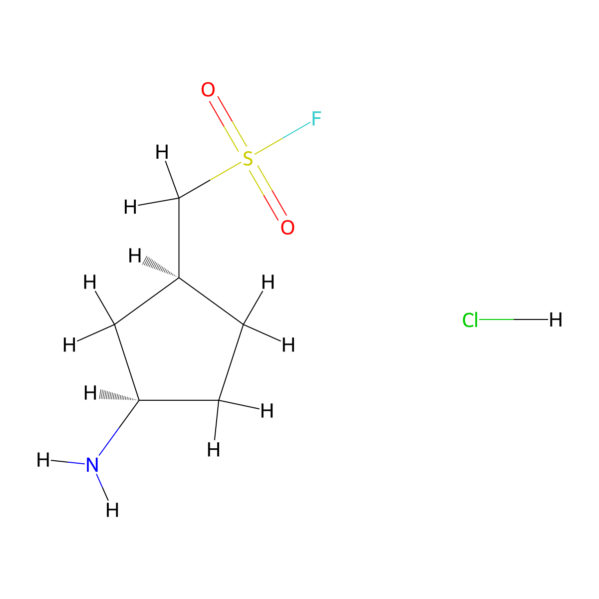 rac-[(1R,3S)-3-aminocyclopentyl]methanesulfonyl fluoride hydrochloride molecular structure, CAS 2138199-04-7