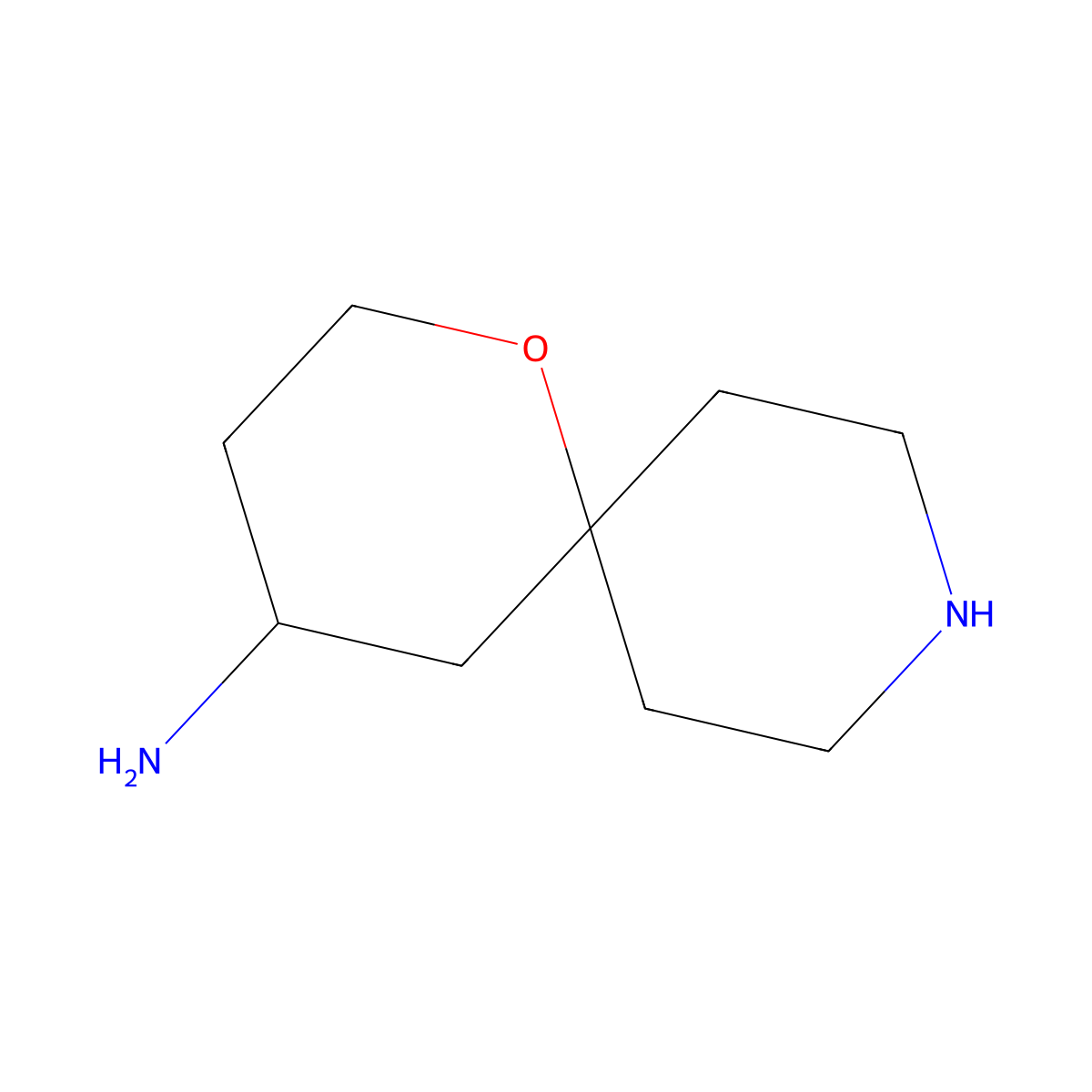 1-Oxa-9-azaspiro[5.5]undecan-4-amine molecular structure, CAS 2138199-47-8