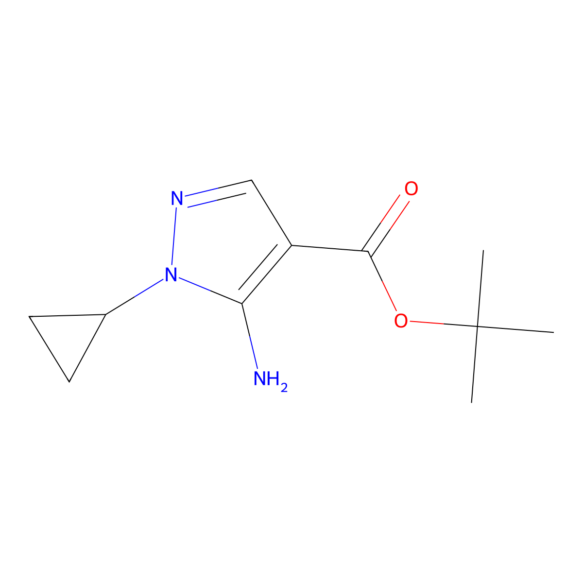 tert-butyl 5-amino-1-cyclopropyl-1H-pyrazole-4-carboxylate molecular structure, CAS 2138200-17-4