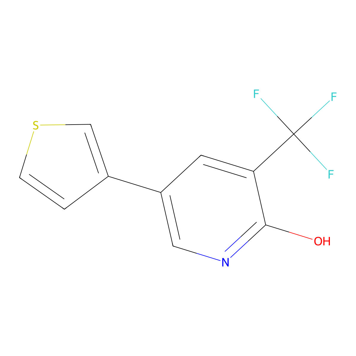5-(Thiophen-3-yl)-3-(trifluoromethyl)pyridin-2-ol molecular structure, CAS 2138200-30-1