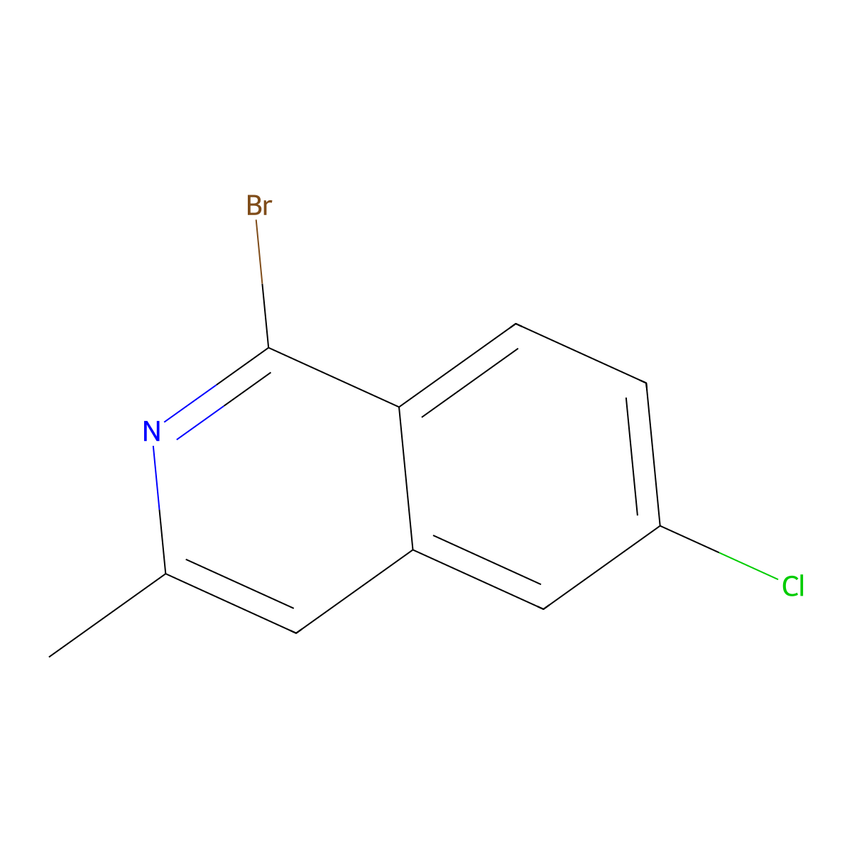 1-Bromo-6-chloro-3-methylisoquinoline molecular structure, CAS 2138200-43-6