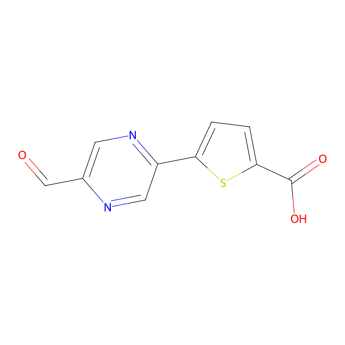 5-(5-Formylpyrazin-2-yl)thiophene-2-carboxylic acid molecular structure, CAS 2138201-23-5