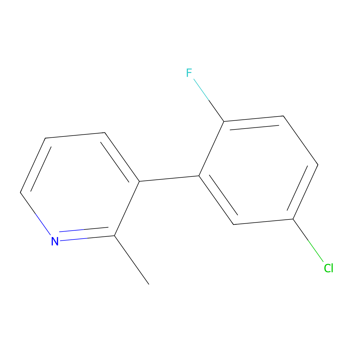 3-(5-Chloro-2-fluorophenyl)-2-methylpyridine molecular structure, CAS 2138201-73-5