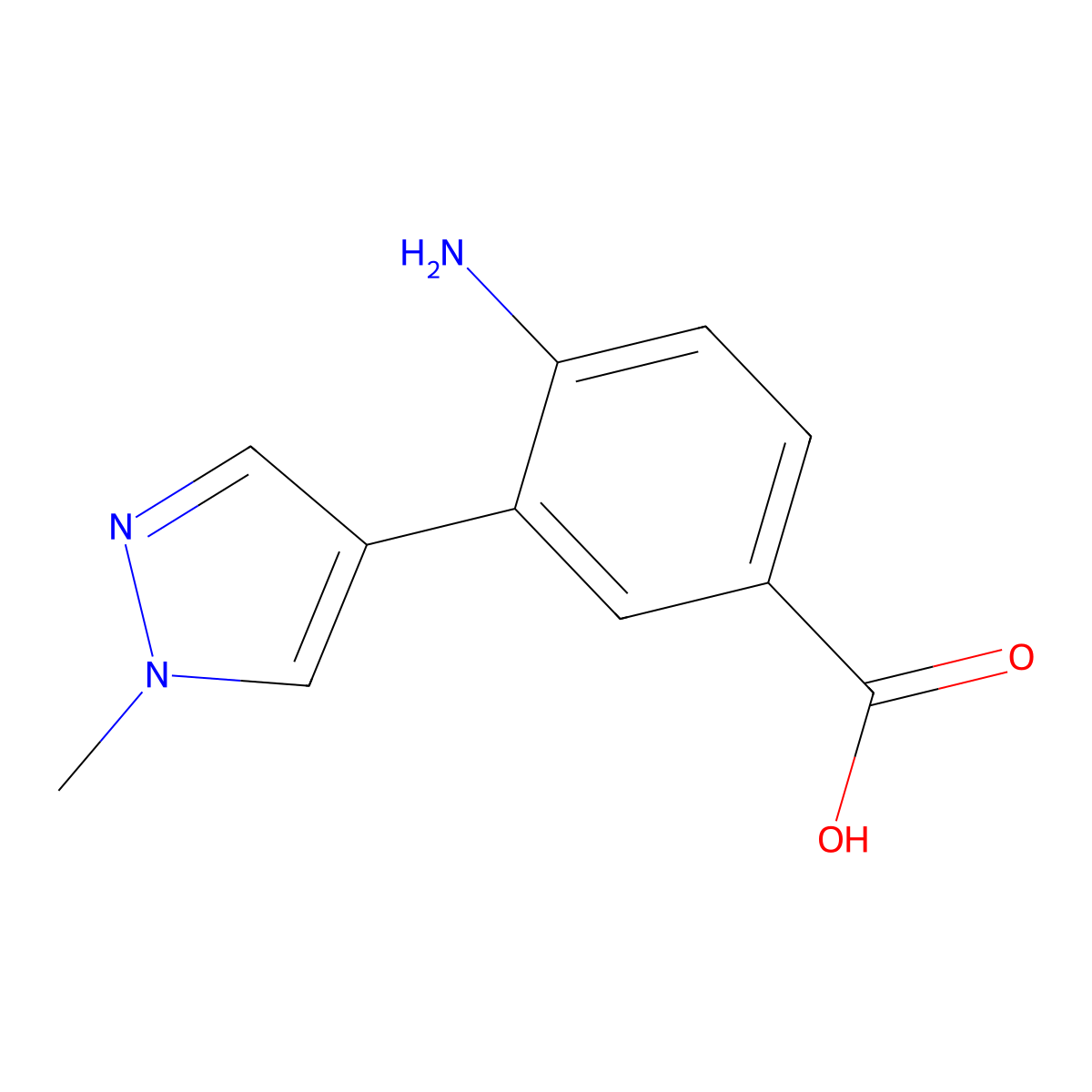 4-amino-3-(1-methyl-1H-pyrazol-4-yl)benzoic acid molecular structure, CAS 2138202-12-5