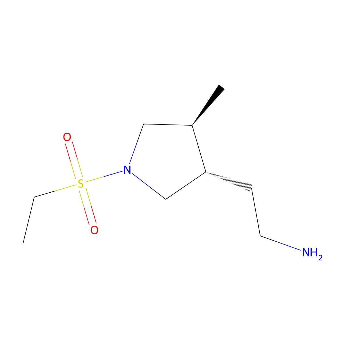 rac-2-[(3R,4R)-1-(ethanesulfonyl)-4-methylpyrrolidin-3-yl]ethan-1-amine molecular structure, CAS 2138202-27-2