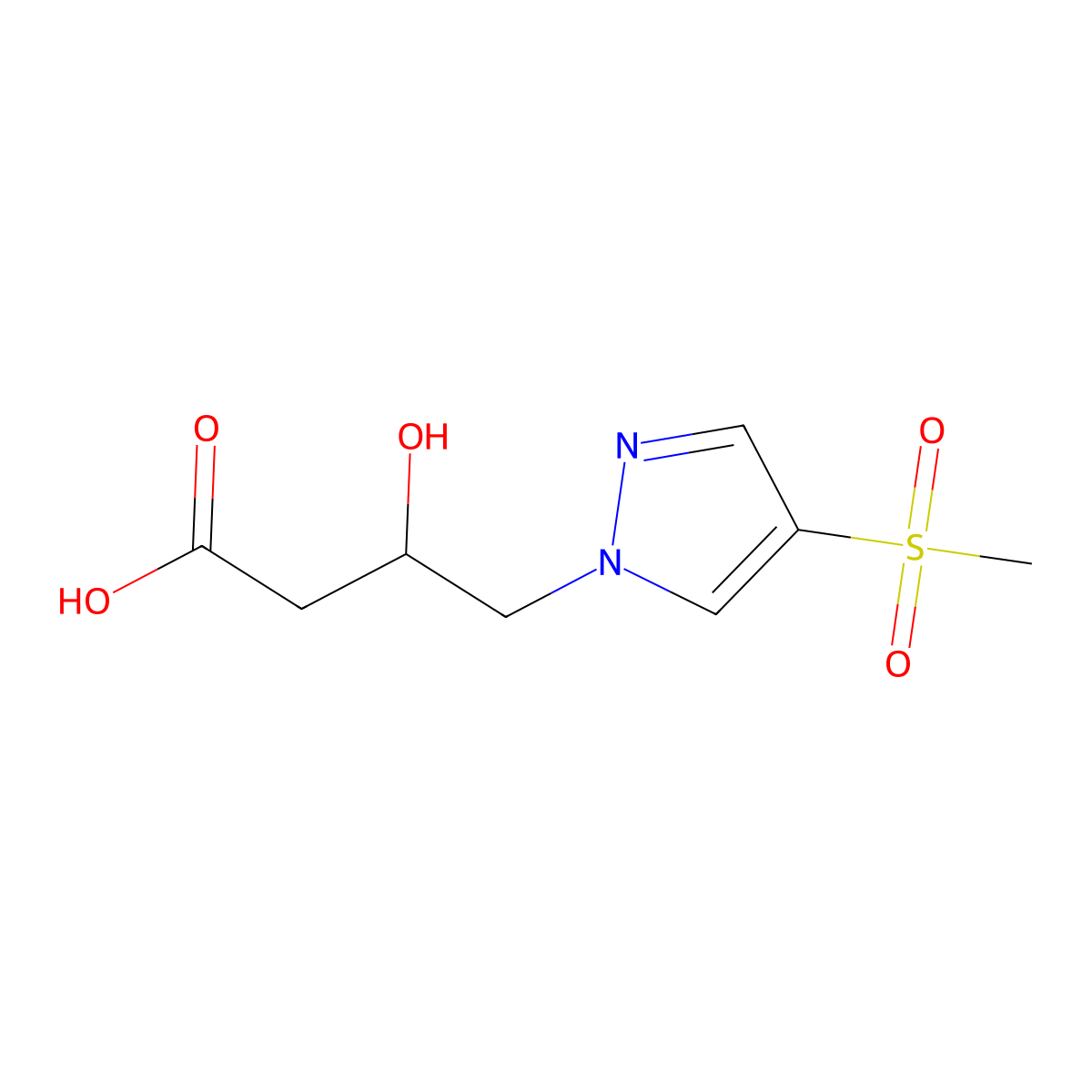 3-Hydroxy-4-(4-(methylsulfonyl)-1H-pyrazol-1-YL)butanoic acid molecular structure, CAS 2138202-70-5