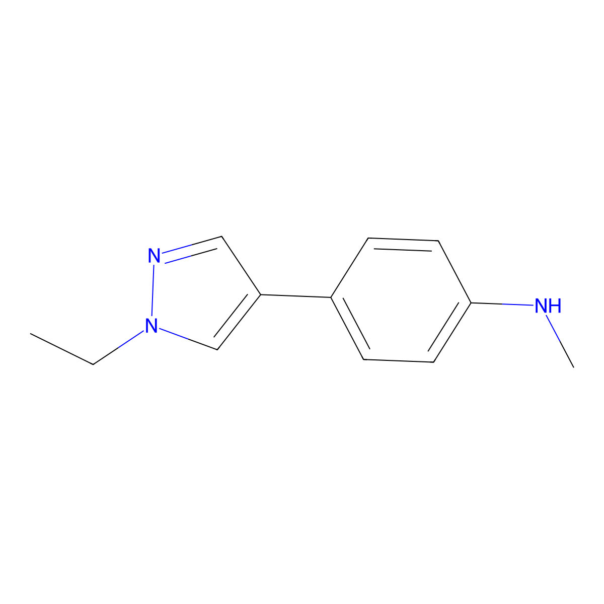 4-(1-ethyl-1H-pyrazol-4-yl)-N-methylaniline molecular structure, CAS 2138203-25-3