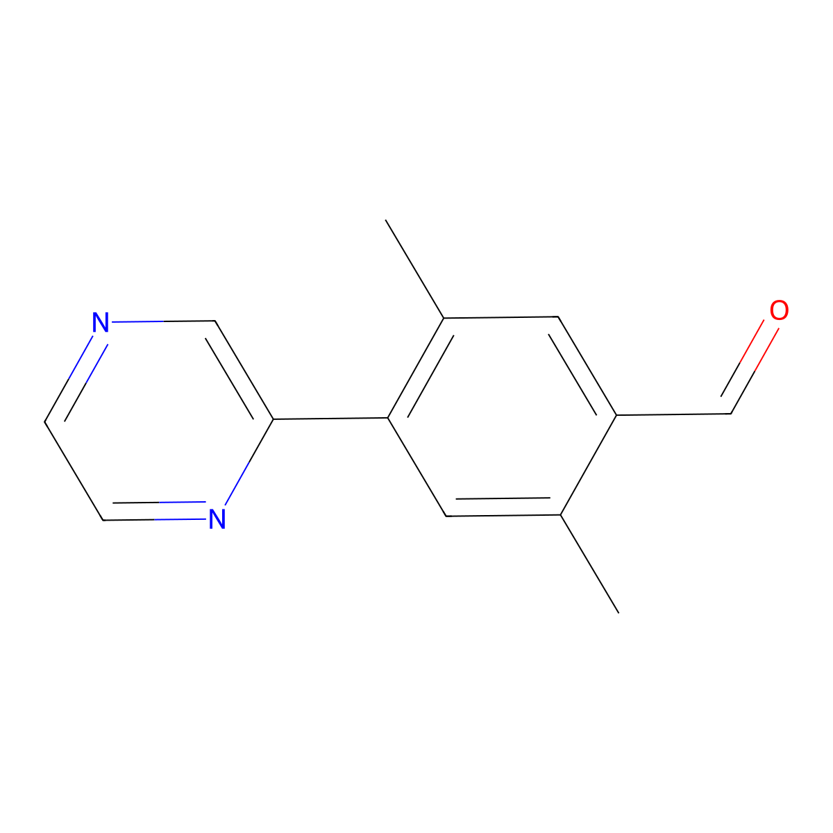 2,5-Dimethyl-4-(pyrazin-2-yl)benzaldehyde molecular structure, CAS 2138204-34-7