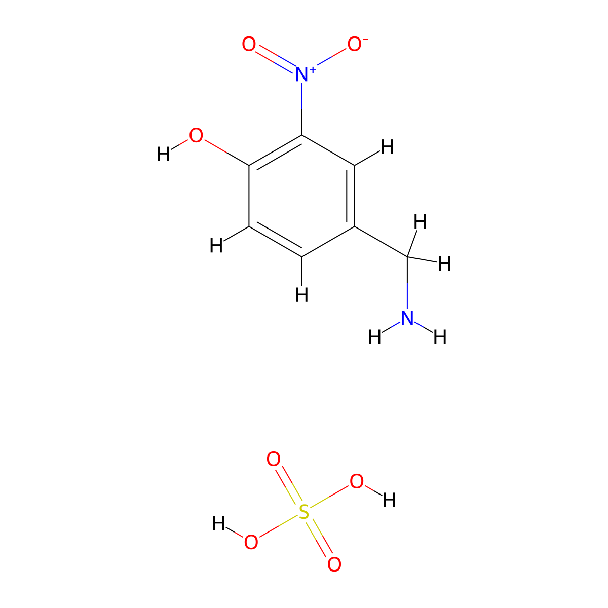 4-(Aminomethyl)-2-nitrophenol; sulfuric acid molecular structure, CAS 2138204-41-6