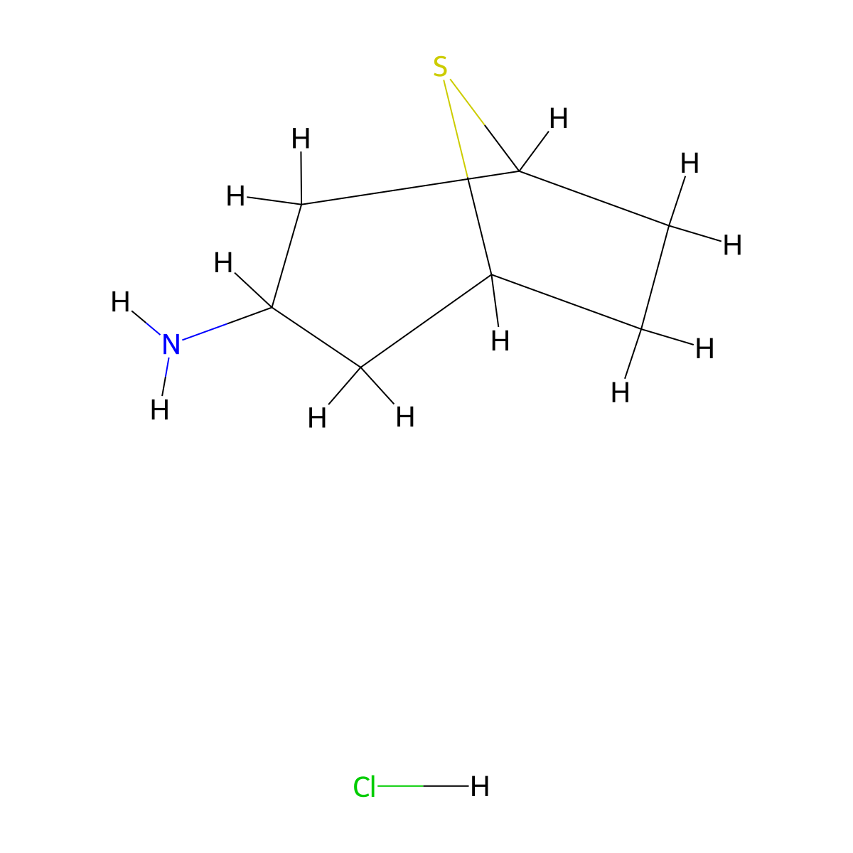 8-Thiabicyclo[3.2.1]octan-3-amine hydrochloride molecular structure, CAS 2138205-09-9