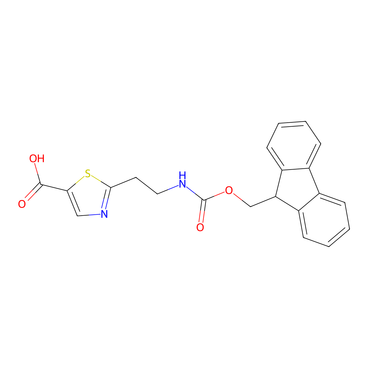 2-[2-({[(9H-fluoren-9-yl)methoxy]carbonyl}amino)ethyl]-1,3-thiazole-5-carboxylic acid molecular structure, CAS 2138205-25-9