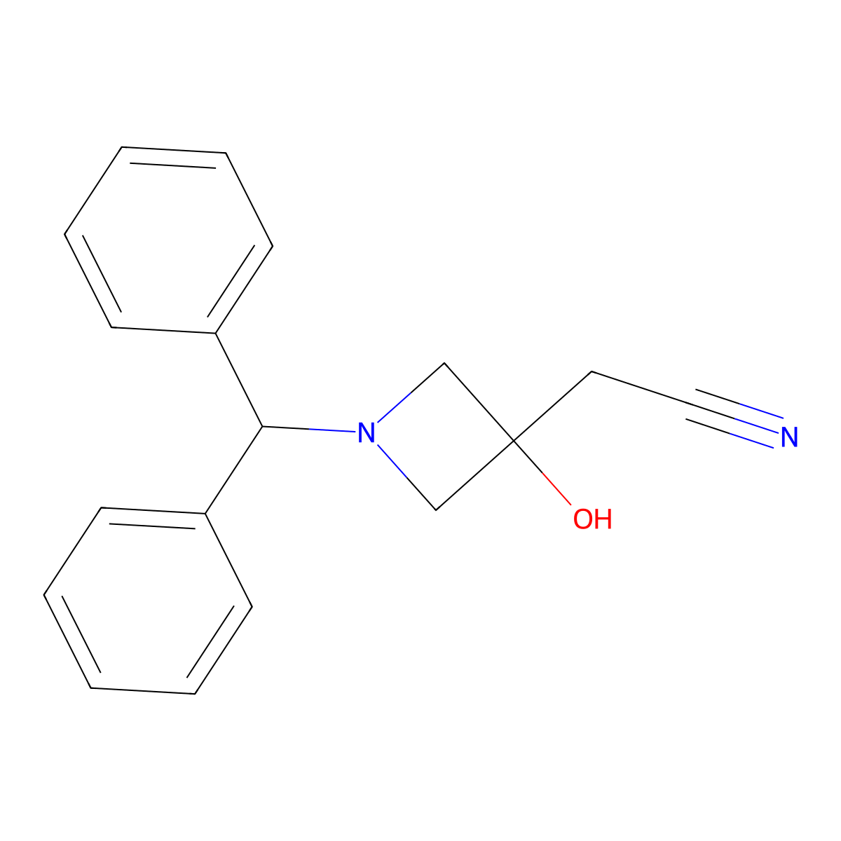 2-[1-(Diphenylmethyl)-3-hydroxyazetidin-3-yl]acetonitrile molecular structure, CAS 2138205-34-0