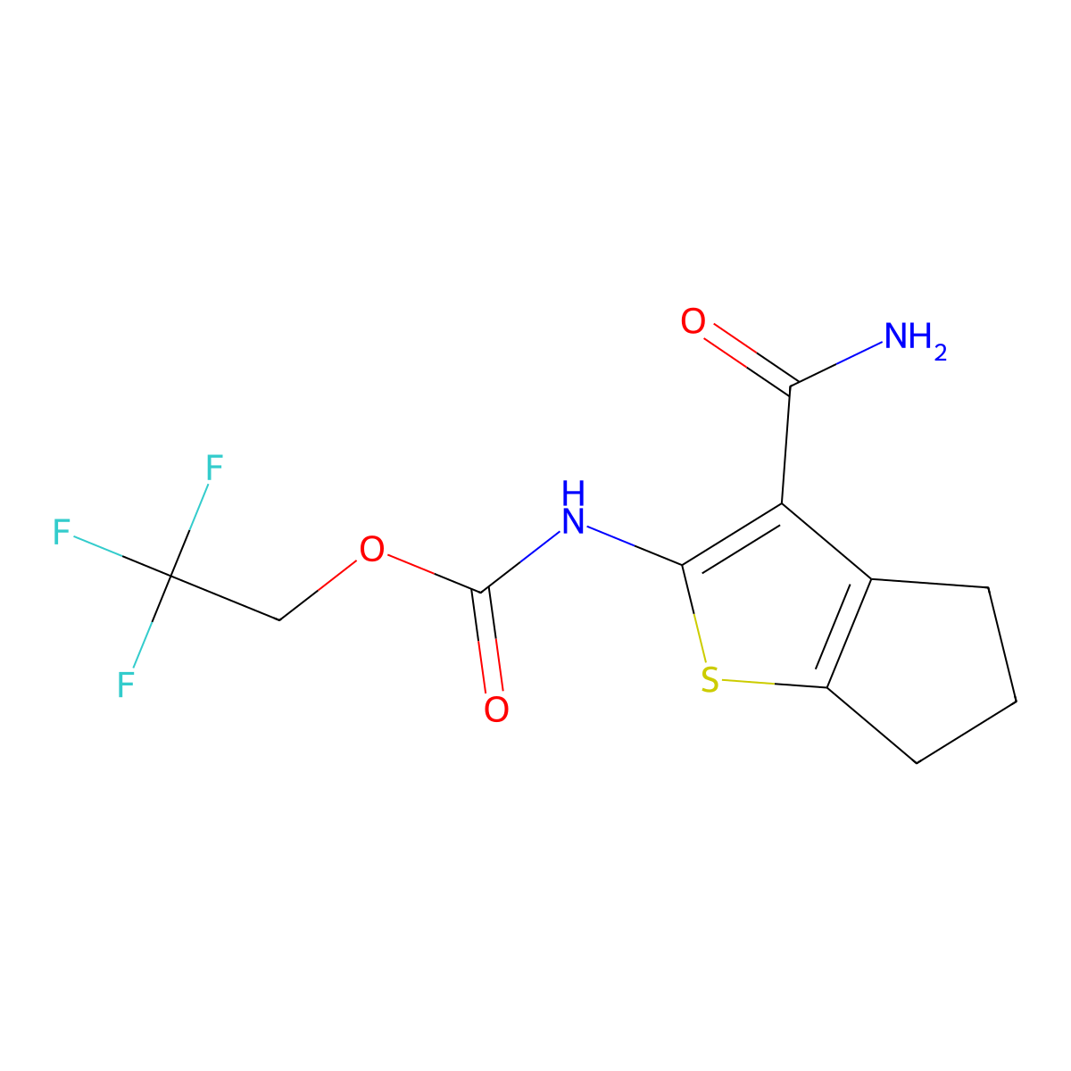 2,2,2-trifluoroethyl N-{3-carbamoyl-4H,5H,6H-cyclopenta[b]thiophen-2-yl}carbamate molecular structure, CAS 2138206-28-5