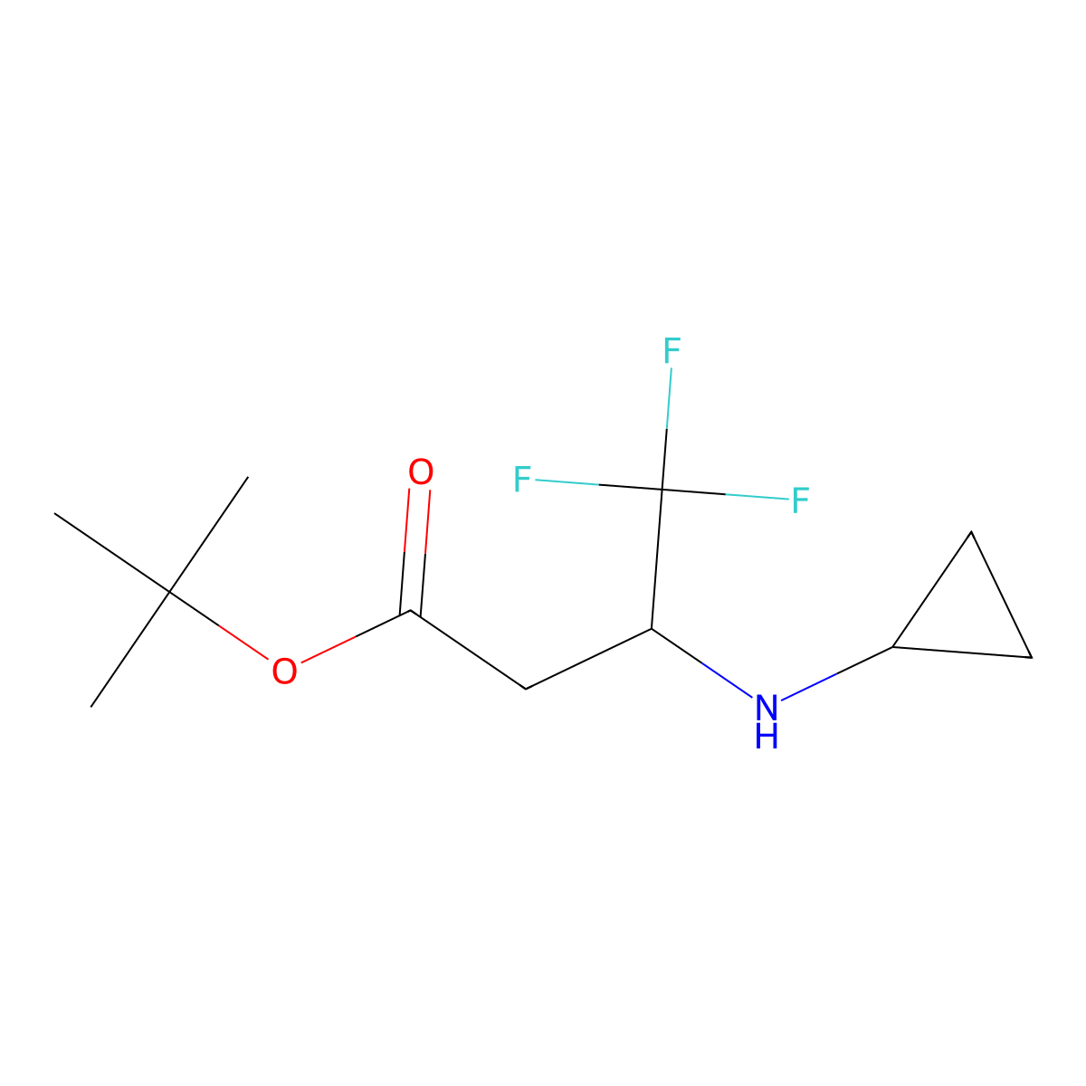 Tert-butyl 3-(cyclopropylamino)-4,4,4-trifluorobutanoate molecular structure, CAS 2138206-48-9