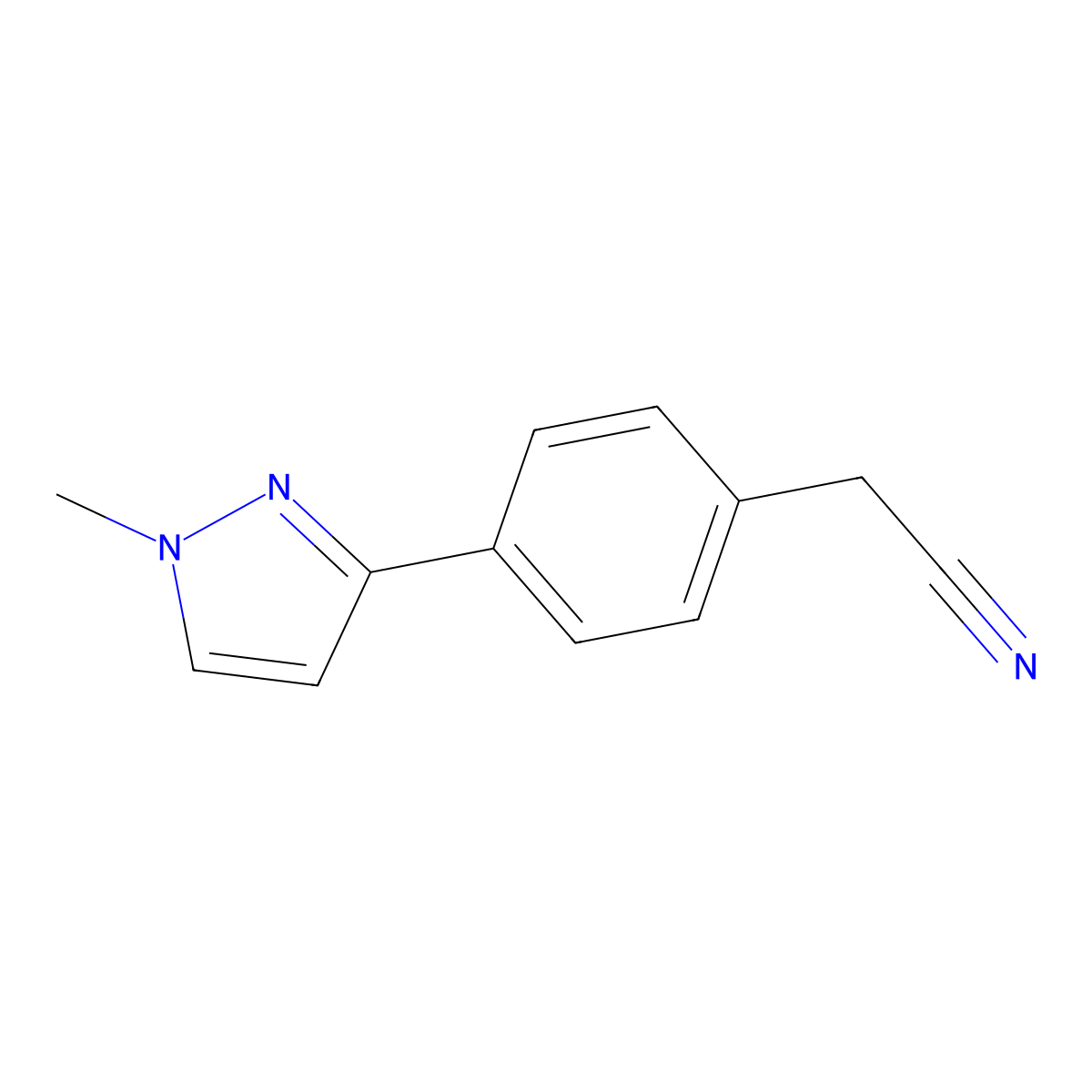 2-[4-(1-methyl-1H-pyrazol-3-yl)phenyl]acetonitrile molecular structure, CAS 2138208-05-4