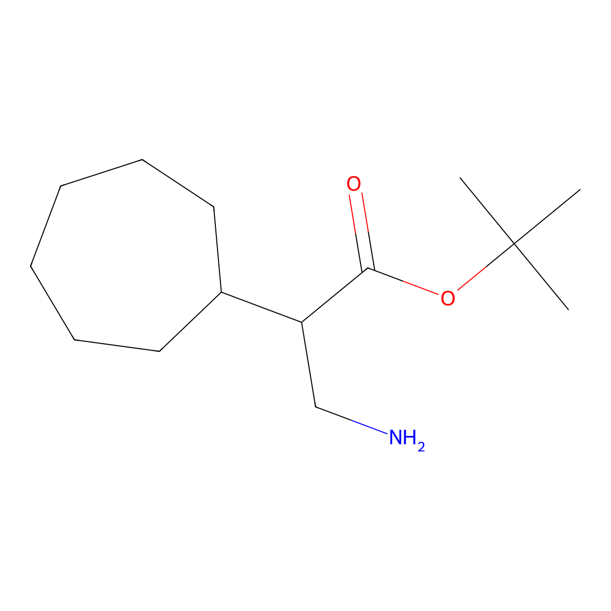 Tert-butyl 3-amino-2-cycloheptylpropanoate molecular structure, CAS 2138208-14-5